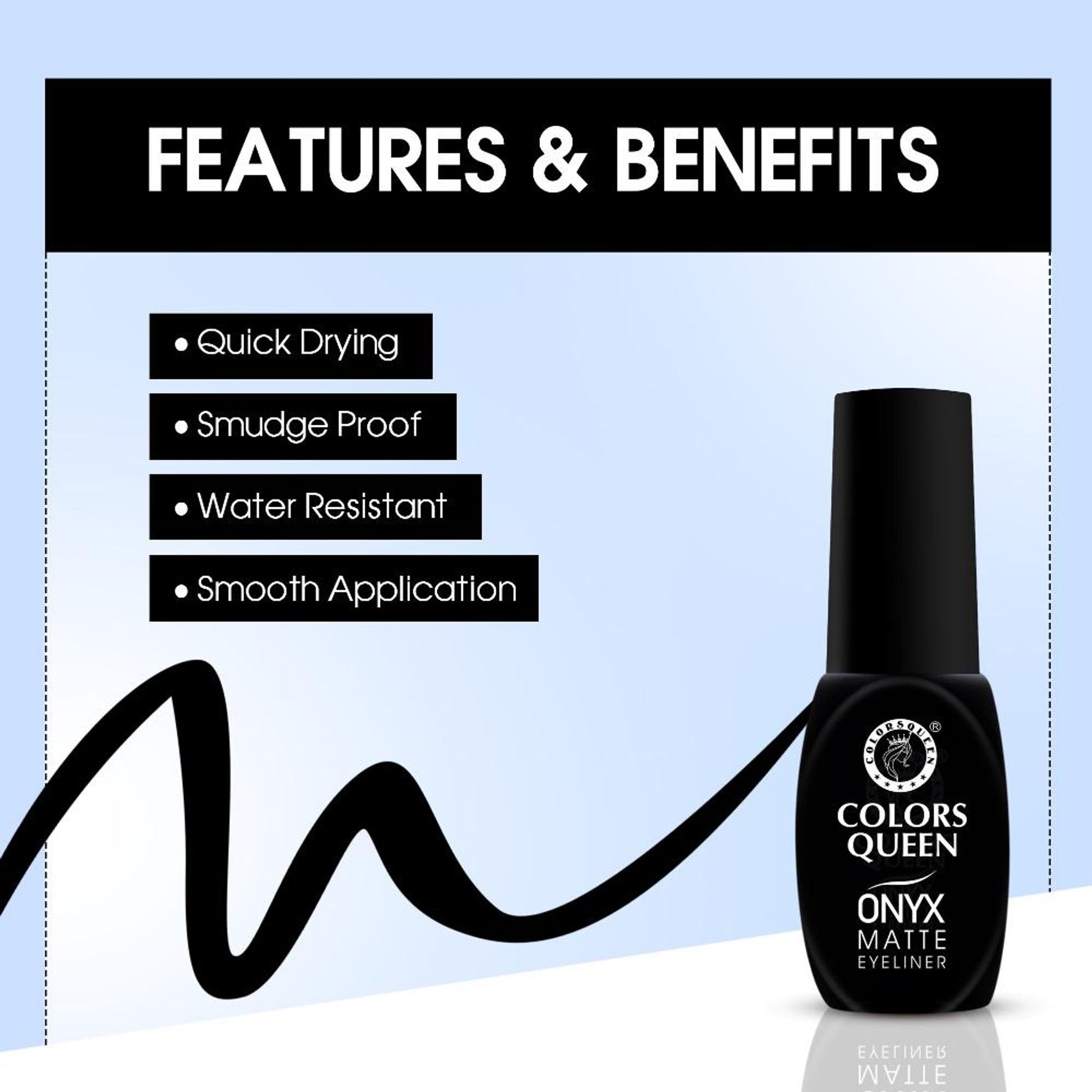 Colors Queen Onyx Matte Waterproof Eyeliner - Black