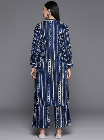 Indyancart VA Women's Printed Regular Pure Cotton Kurta with Trousers