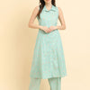 Dhiyona VA Women'sEthnic Motifs Printed Panelled Kurta with Trousers