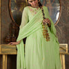 Indyancart IE Floral Embroidered Empire Thread Work Pure Cotton Kurta With Trousers & Dupatta