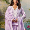 Dhiyona IE Floral Embroidered V Neck Anarkali Pure Cotton Kurta With Trousers & Dupatta