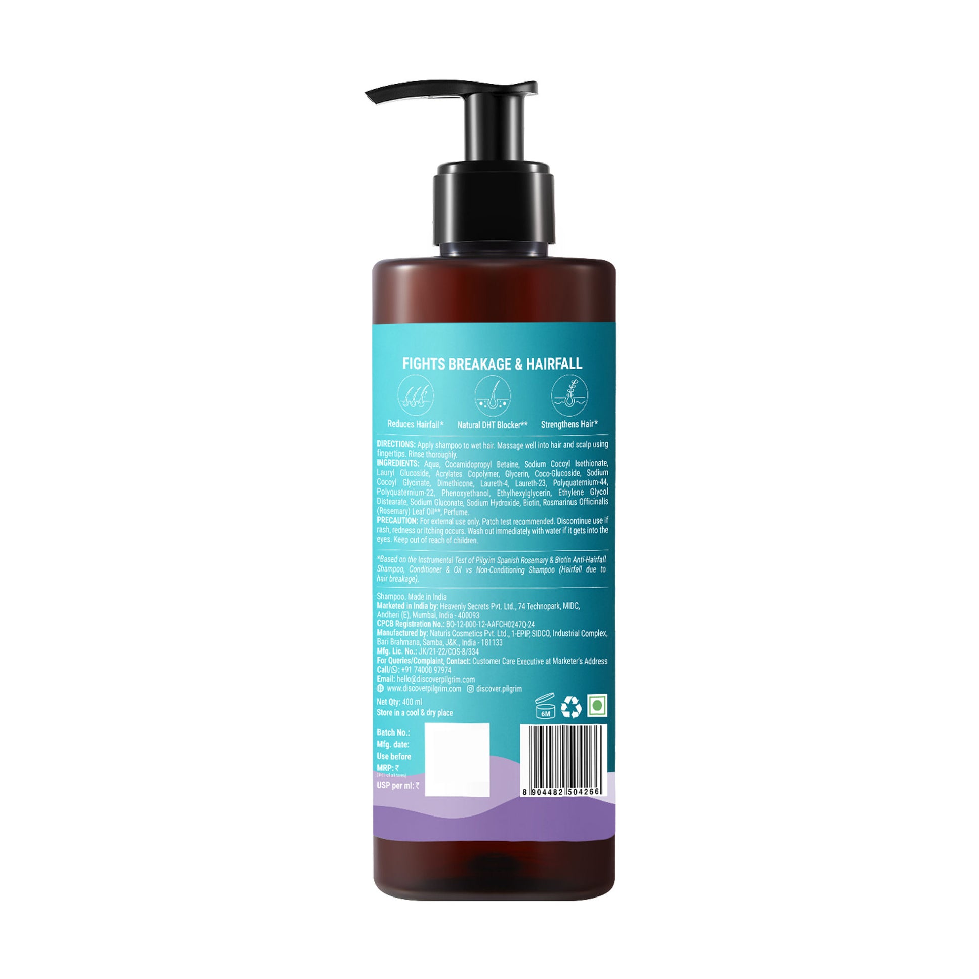 Pilgrim Spanish Rosemary & Biotin Anti Hairfall Control Shampoo Reduce Hairfall Upto 95% Strong Hair
