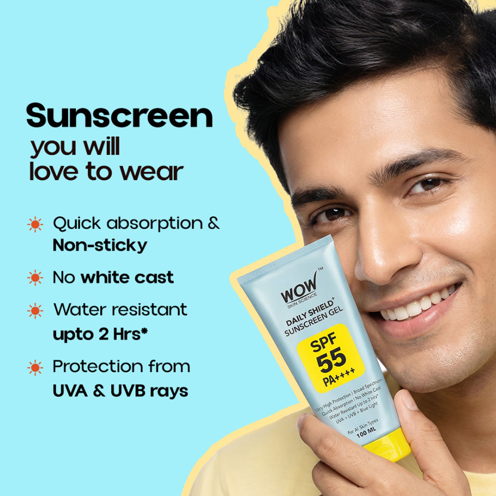 WOW Skin Science Sunscreen Gel SPF 55 PA++++ For All Skin Types