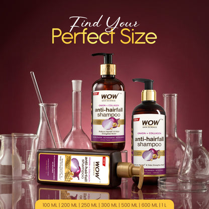 WOW Skin Science Onion & Collagen Anti Hairfall Shampoo - Strenghtens Roots & Prevents Hair Breakage