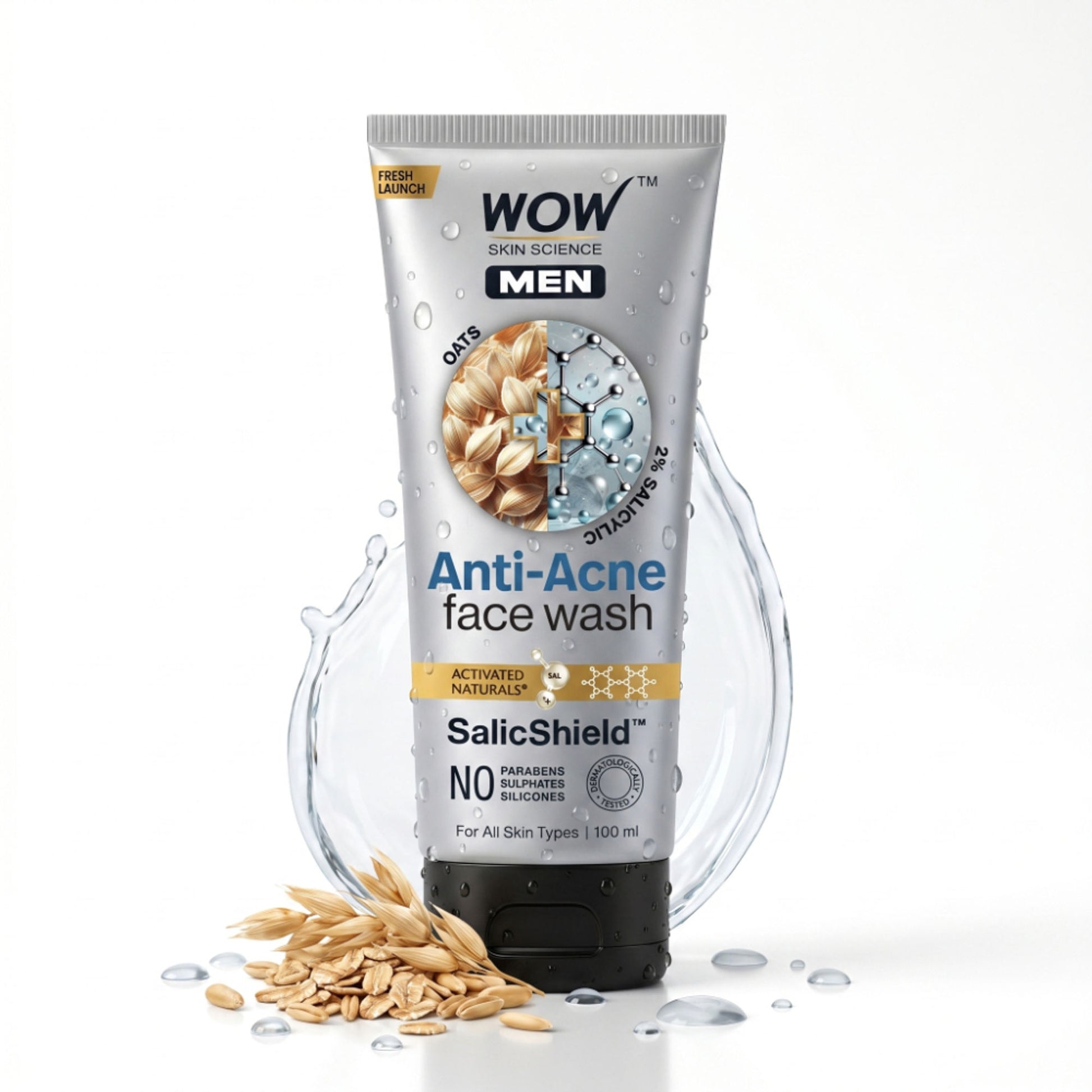 WOW Skin Science Men Oats + 2% Salicylic Anti-Acne Face Wash