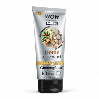 WOW Skin Science Men Korean Ginseng + Kojic Acid Detan Face Wash Gel