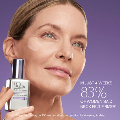 Estee Lauder Perfectionist Pro Rapid Firm + Lift Treatment in a sleek tube, designed to enhance skin firmness and lift.