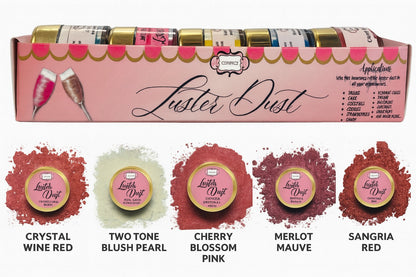 Confect Edible Luster Dust – Pack of 5 | Sangria Red, Mauve, Cherry Blossom, Two Tone, Wine Red |
