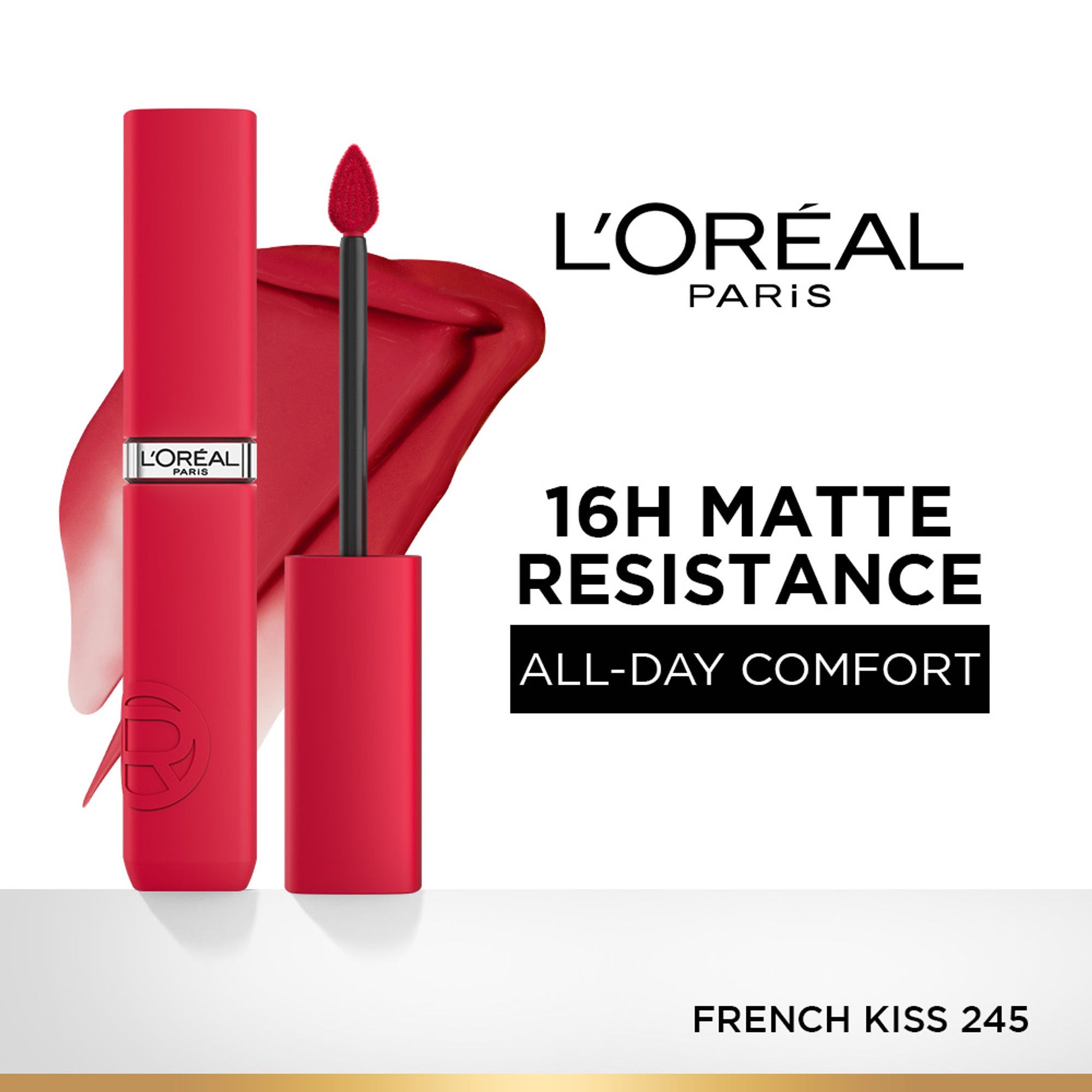 LOreal Paris Infallible Matte Resistance Lipstick, Transfer Resistant Formula - Lazy Sunday 150 - 245 French Kiss