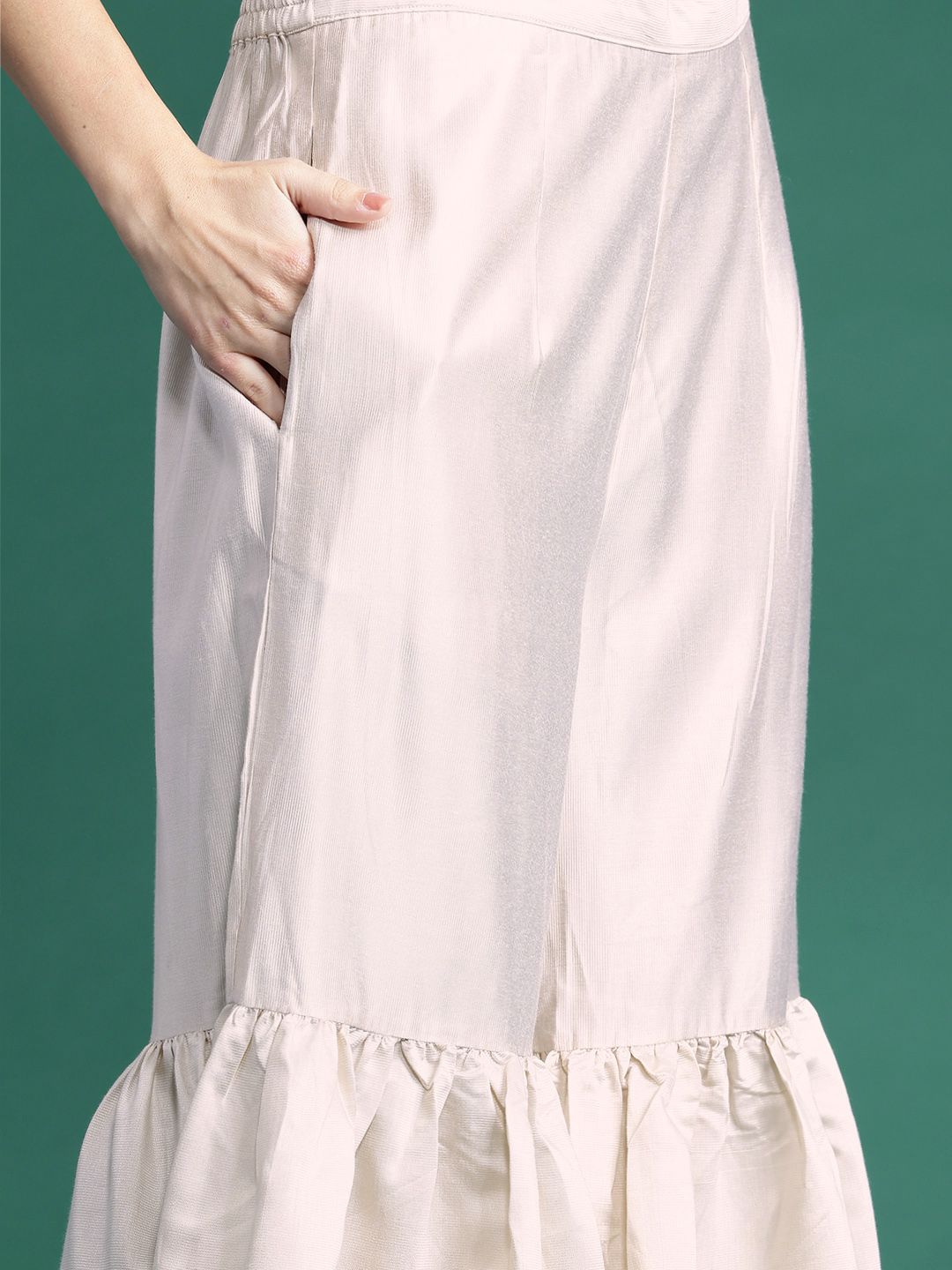 Indyancart IE Ethnic Motifs Embroidered Gotta Patti Liva Kurta With Sharara & Dupatta