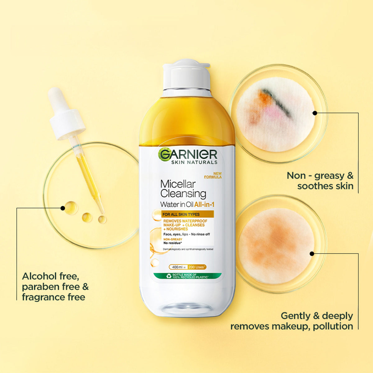 Garnier Skin Naturals Micellar Oil-Infused Cleansing Water For Cleansing & Make-Up Remover | 125ml