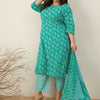Indyancart Women's Ethnic Motifs Printed Regular Kurta with Trousers & With Dupatta