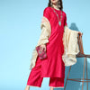 Dhiyona IE Women Pink Yoke Design Liva Kurta with Palazzos & Dupatta