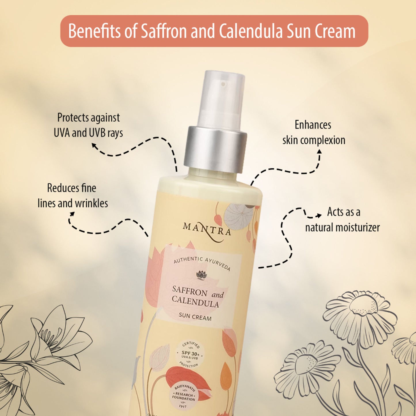 Mantra Herbal Saffron And Calendula Sun Cream