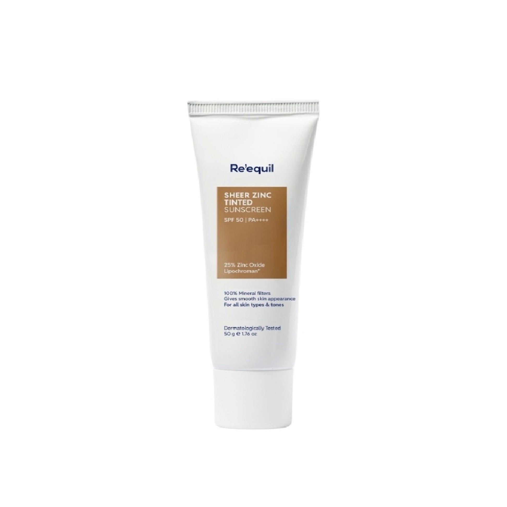 Re'equil Sheer Zinc Tinted Sunscreen Spf 50 Pa+++ 100% Mineral Sunscreen
