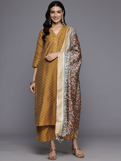 Dhiyona VA Women'sWoven Design Kurta With Palazzos & Dupatta