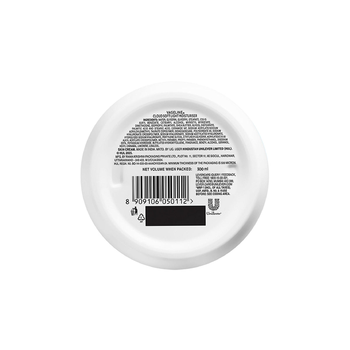 Vaseline Cloud Soft Light Moisturiser,100 Hours Non-Sticky Hydration,Ceramides & Hyaluron