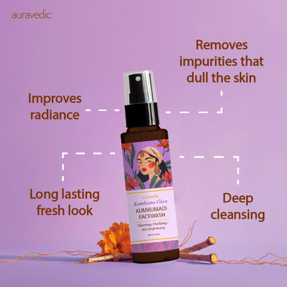 Auravedic Kumkumadi Face Wash For Dry Skin Combination with Kumkumadi Tailam kumkumadi face oil