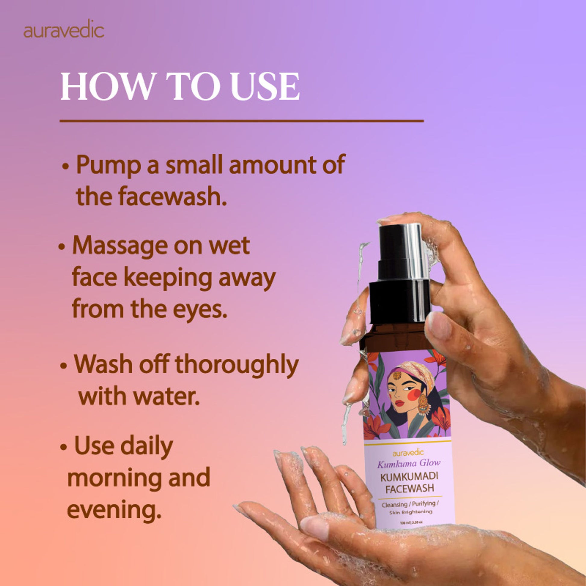 Auravedic Kumkumadi Face Wash For Dry Skin Combination with Kumkumadi Tailam kumkumadi face oil