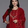 Dhiyona IE Floral Embroidered Regular Thread Work Kurta with Trousers & Dupatta