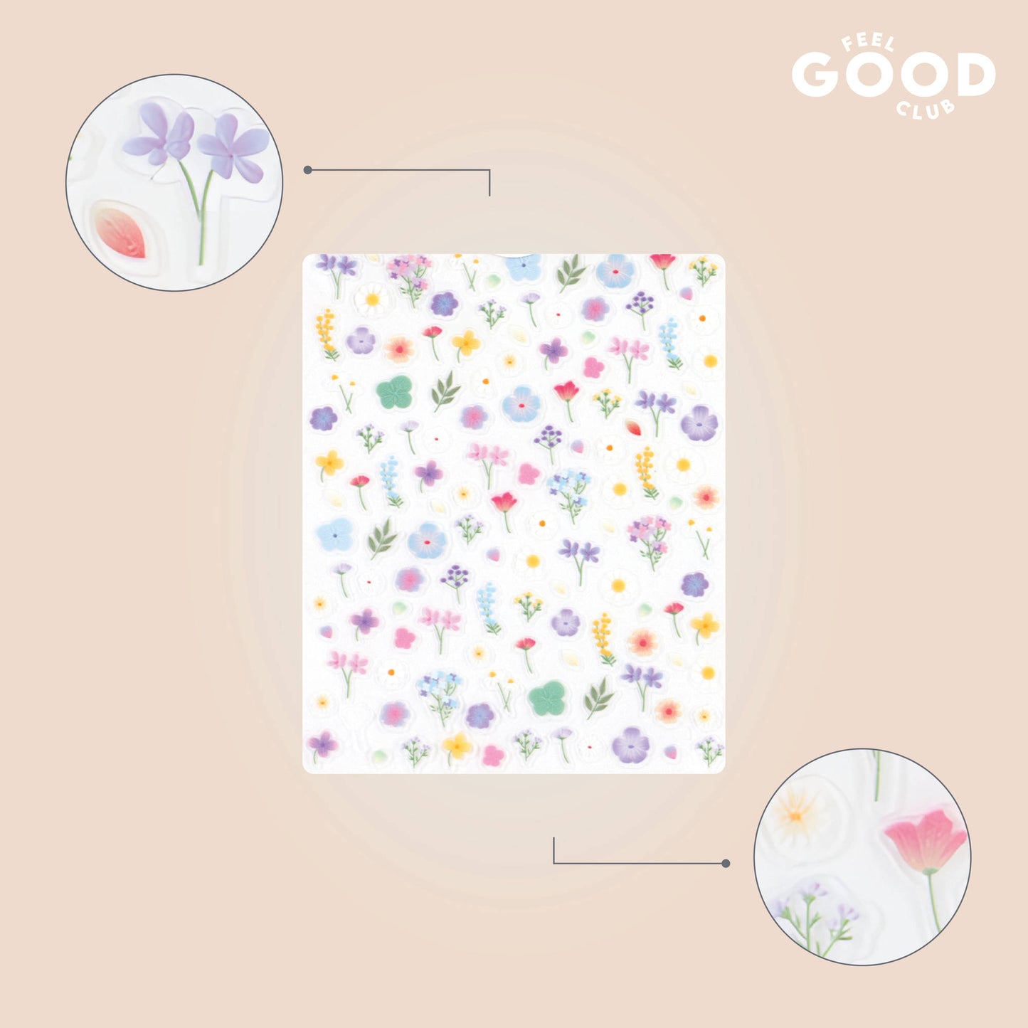 Feel Good Club Pastel Petals Nail Stickers For Quick Nail Art -Peel & Apply After Nail Polish Enamel