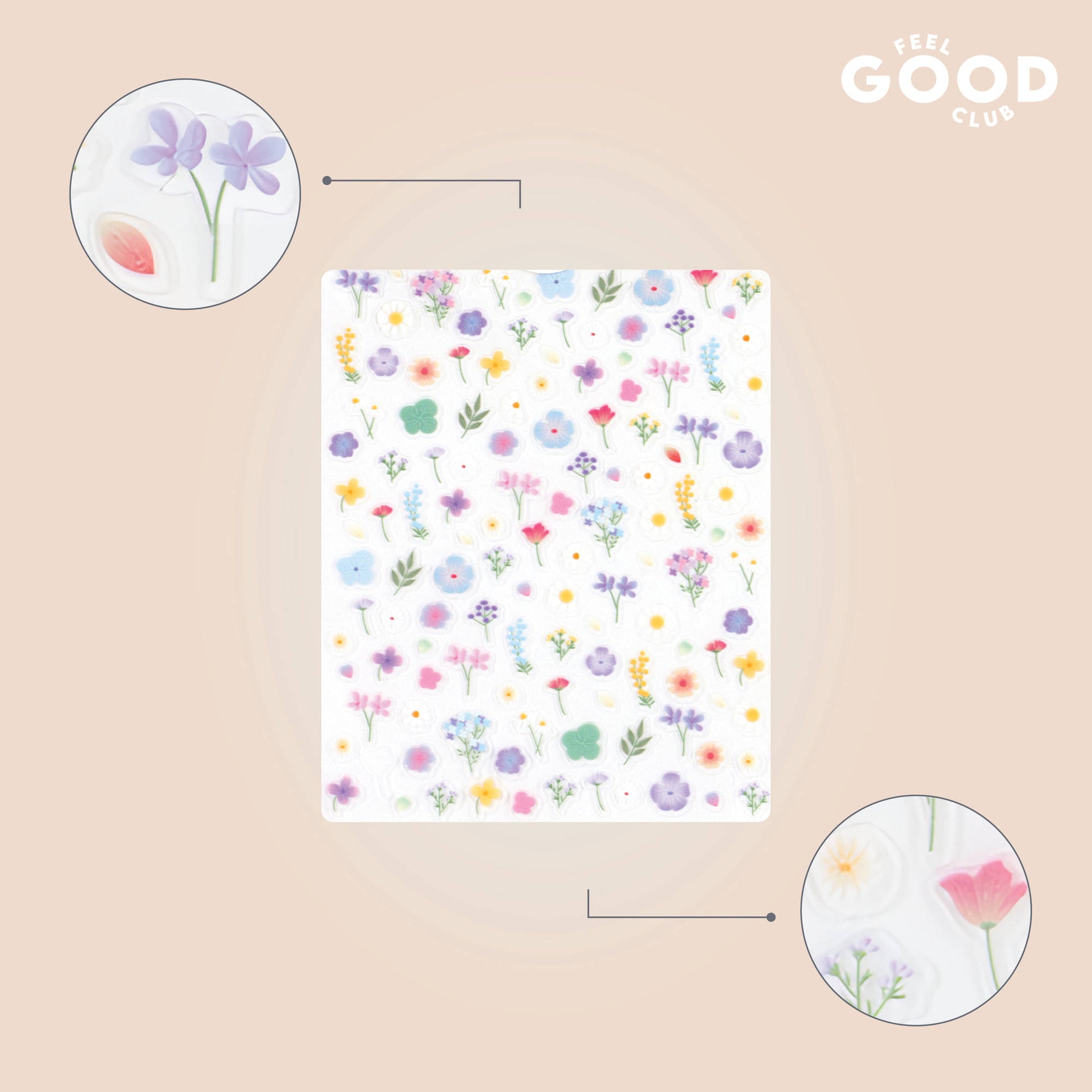 Feel Good Club Pastel Petals Nail Stickers For Quick Nail Art -Peel & Apply After Nail Polish Enamel
