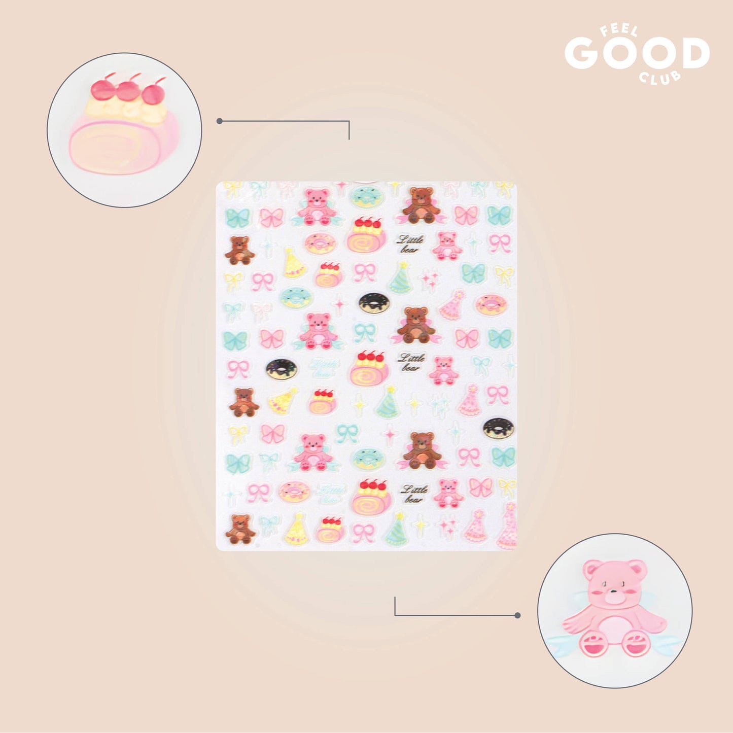 Feel Good Club Cuddle Crew Nail Stickers For Quick Nail Art - Peel & Apply After Nail Polish Enamel
