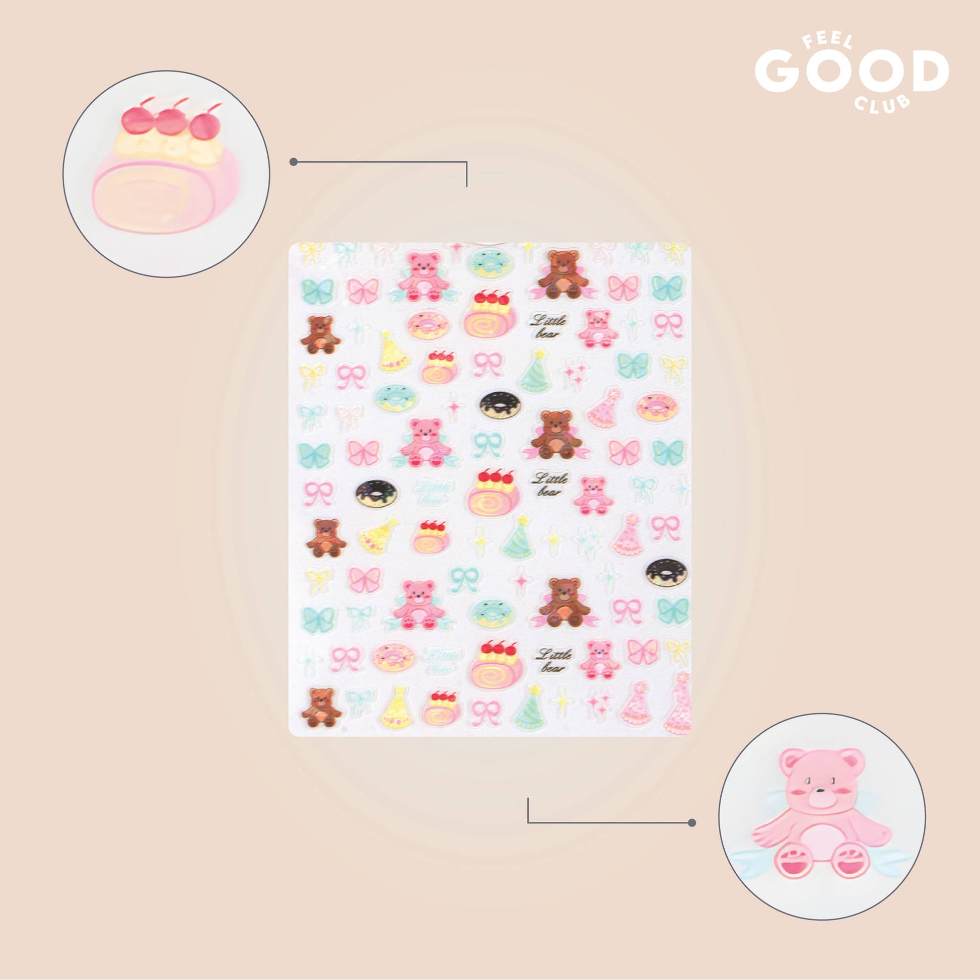 Feel Good Club Cuddle Crew Nail Stickers For Quick Nail Art - Peel & Apply After Nail Polish Enamel