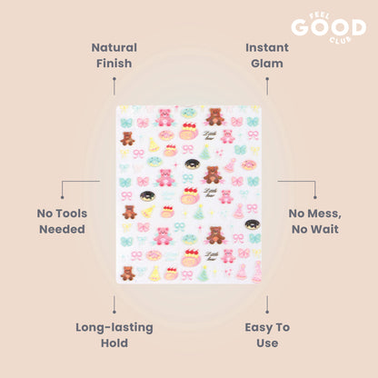 Feel Good Club Cuddle Crew Nail Stickers For Quick Nail Art - Peel & Apply After Nail Polish Enamel