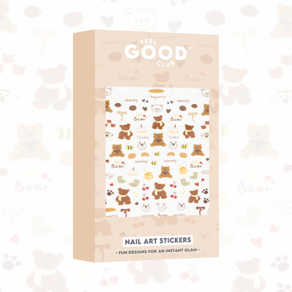 Feel Good Club Bows & Bears Nail Stickers For Quick Nail Art - Peel & Apply After Nail Polish Enamel