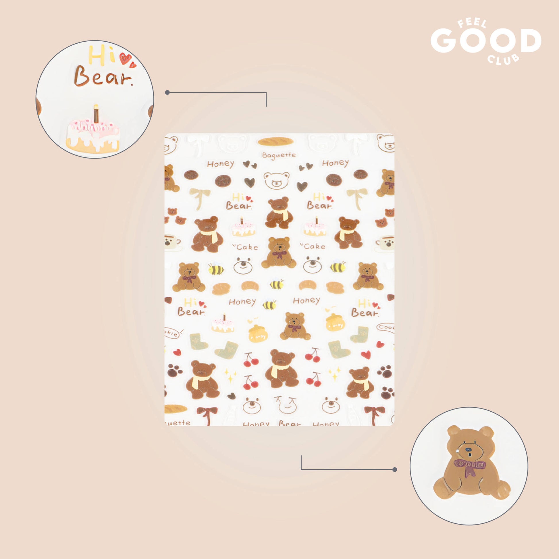 Feel Good Club Bows & Bears Nail Stickers For Quick Nail Art - Peel & Apply After Nail Polish Enamel