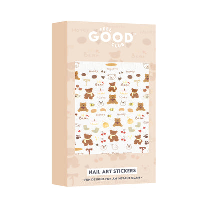 Feel Good Club Bows & Bears Nail Stickers For Quick Nail Art - Peel & Apply After Nail Polish Enamel