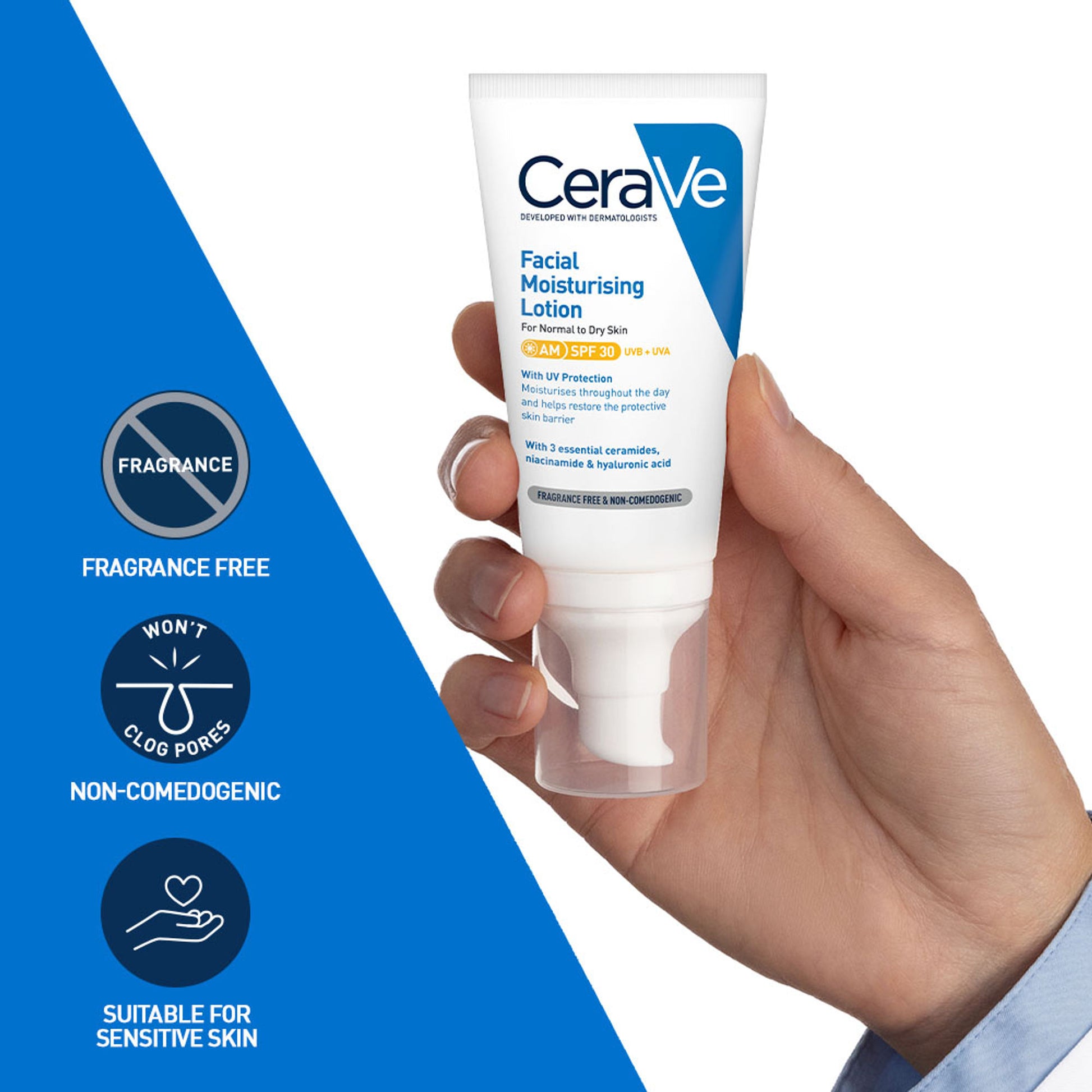 CeraVe AM Facial Moisturizer With Sunscreen SPF 30 UVB + UVA, Dermatologist Recommended Day Cream