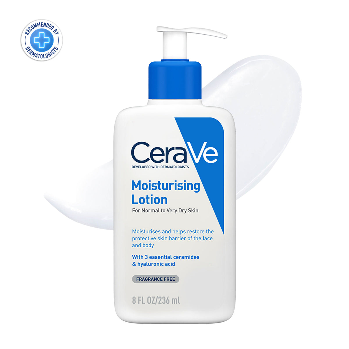 CeraVe Moisturizing Body Lotion for normal to dry skin with ceramides, dermatologist recommended, in a pump bottle.