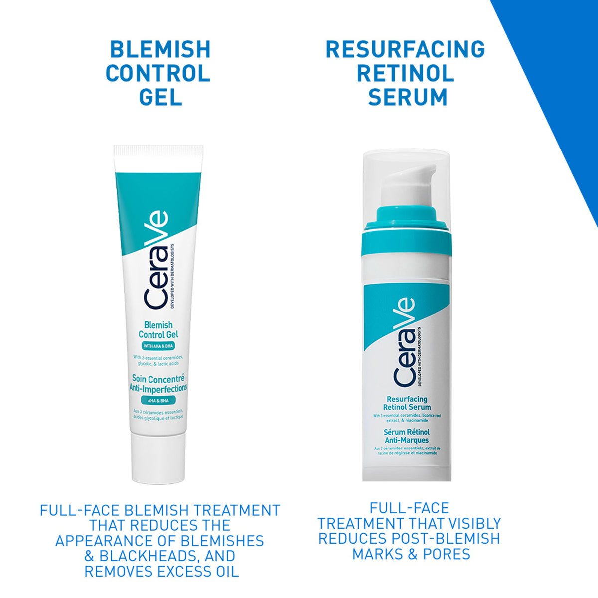 CeraVe Resurfacing Retinol Serum with licorice root extract and niacinamide, reducing acne marks and promoting smoother skin