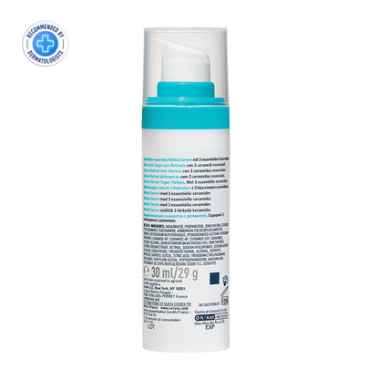 CeraVe Resurfacing Retinol Serum with licorice root extract and niacinamide for reducing acne marks and skin renewal.