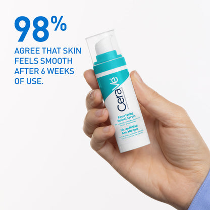 CeraVe Resurfacing Retinol Serum with licorice root extract and niacinamide for reducing acne marks and improving skin texture.