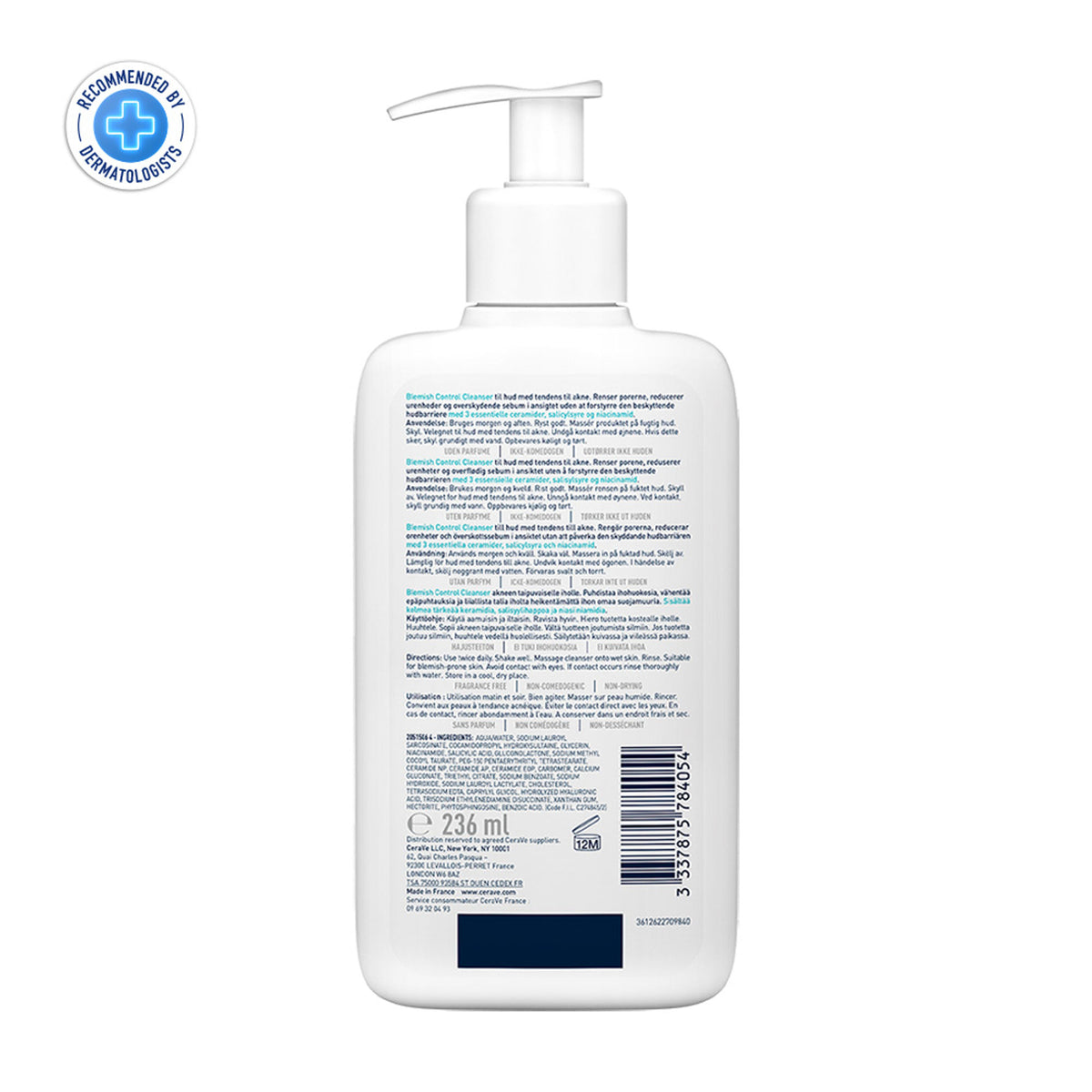 CeraVe Blemish Control Cleanser With 2% Salicylic Acid & Niacinamide For Acne-Prone Skin