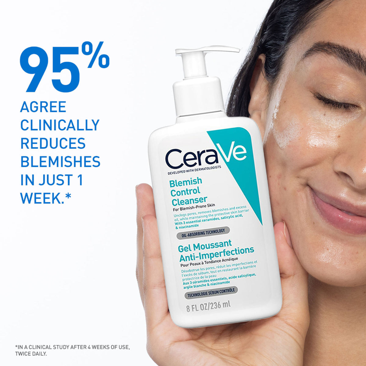 CeraVe Blemish Control Cleanser With 2% Salicylic Acid & Niacinamide For Acne-Prone Skin