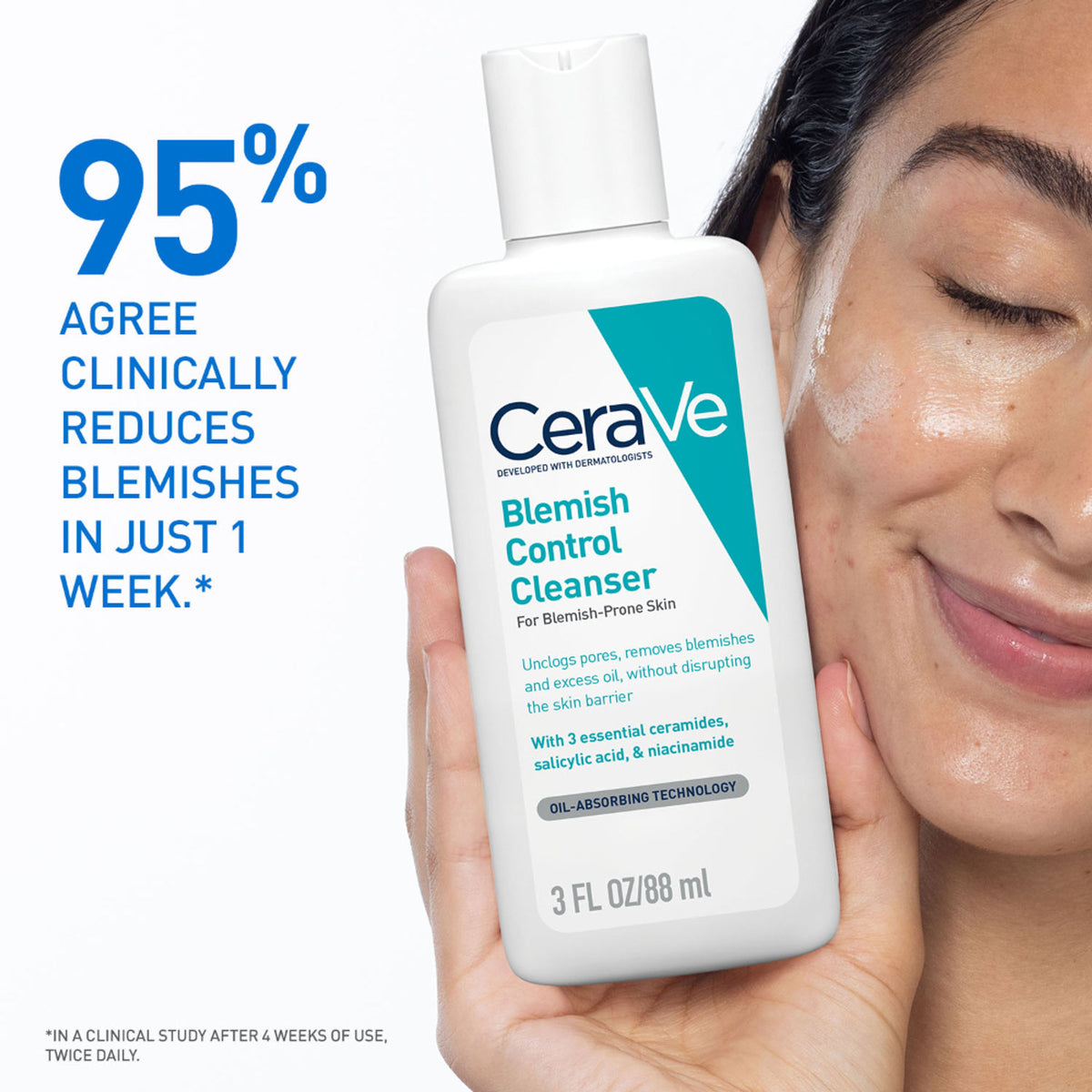 CeraVe Blemish Control Cleanser With 2% Salicylic Acid & Niacinamide For Acne-Prone Skin
