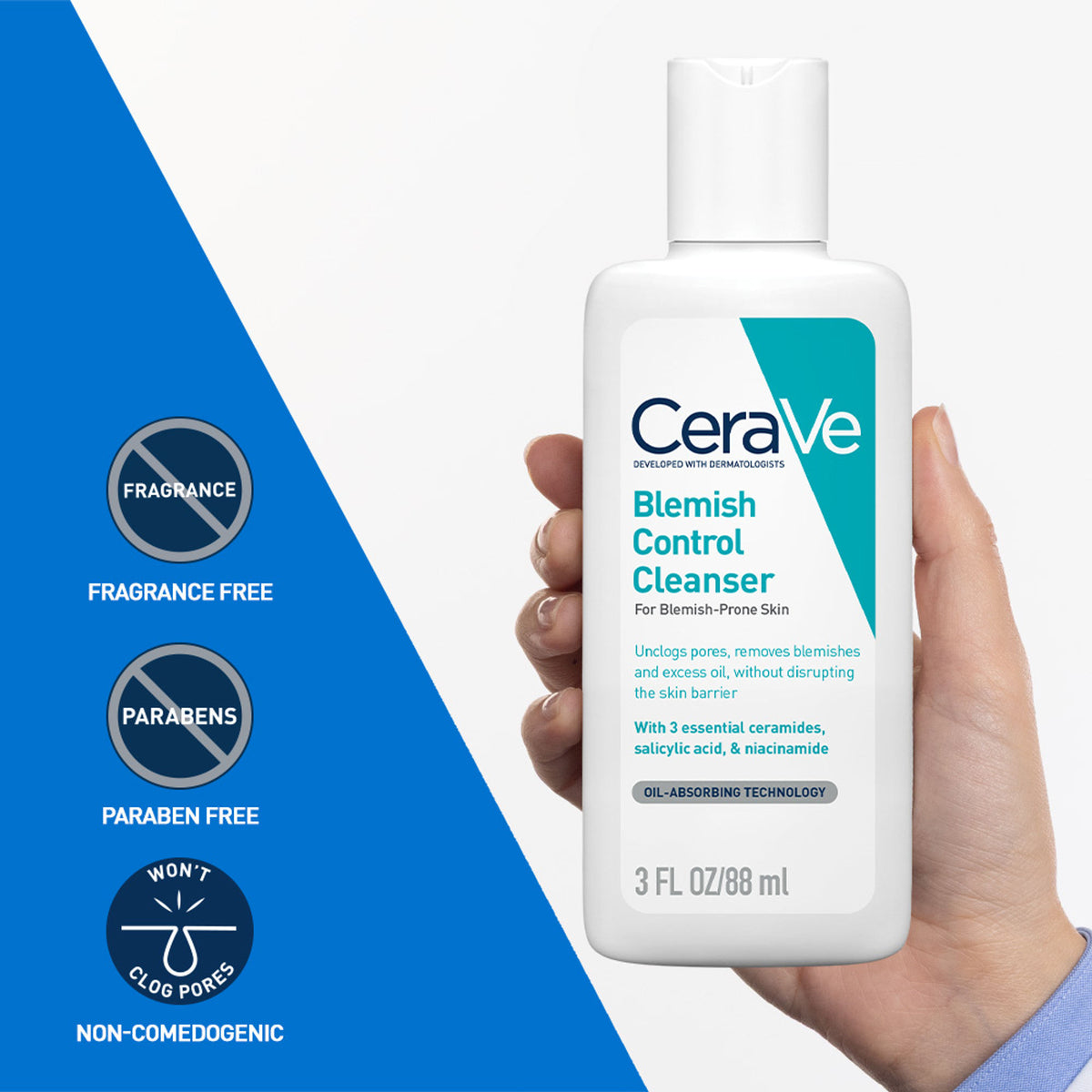 CeraVe Blemish Control Cleanser With 2% Salicylic Acid & Niacinamide For Acne-Prone Skin