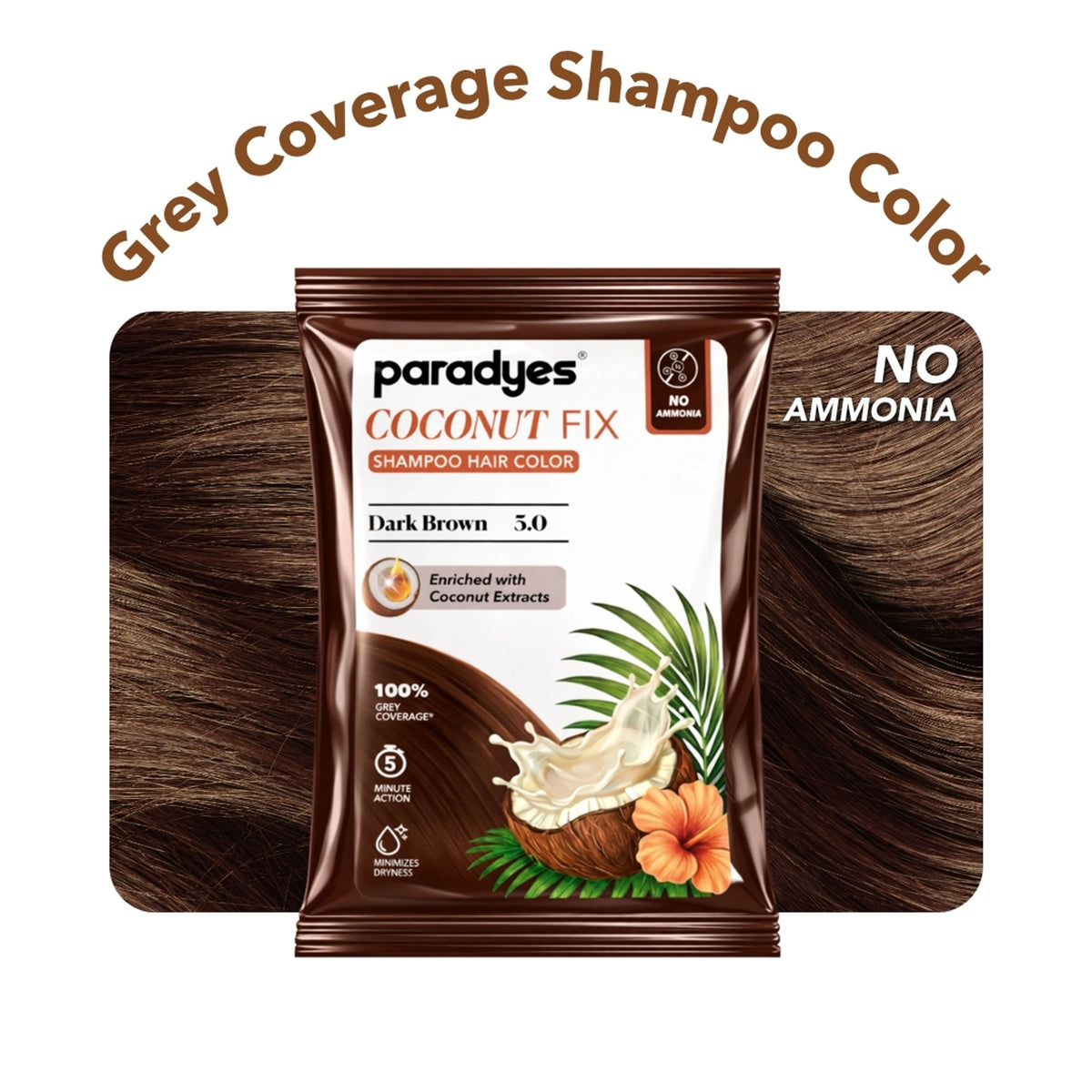 Paradyes Coconut Fix Shampoo Hair Color - Dark Brown 3.0