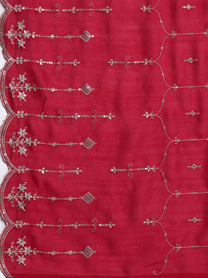 Indyancart IE Ethnic Motifs Embroidered Sequinned Kurta with Trousers & Dupatta