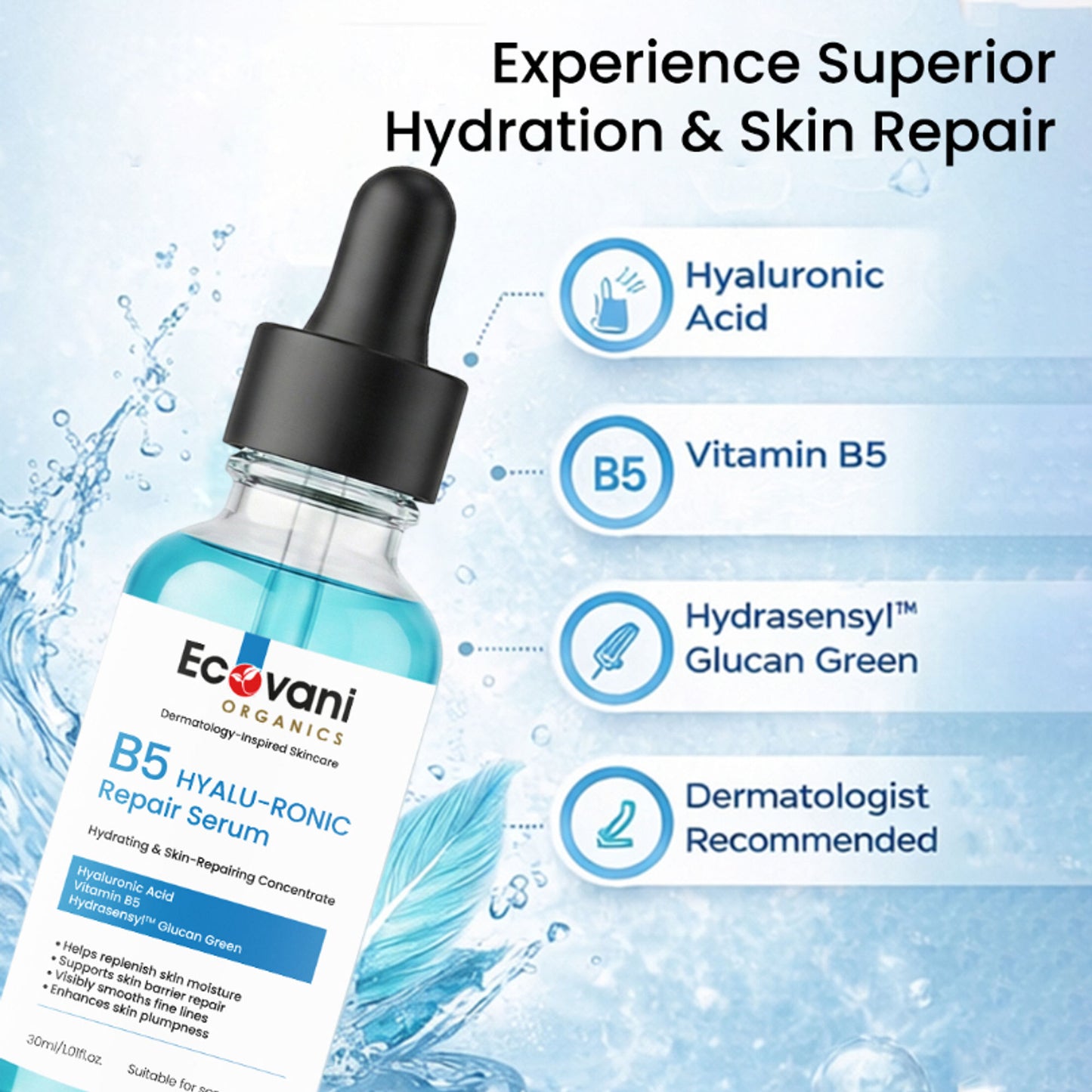 ECOVANI Hyaluronic Acid Face Serum With Vitamin B5