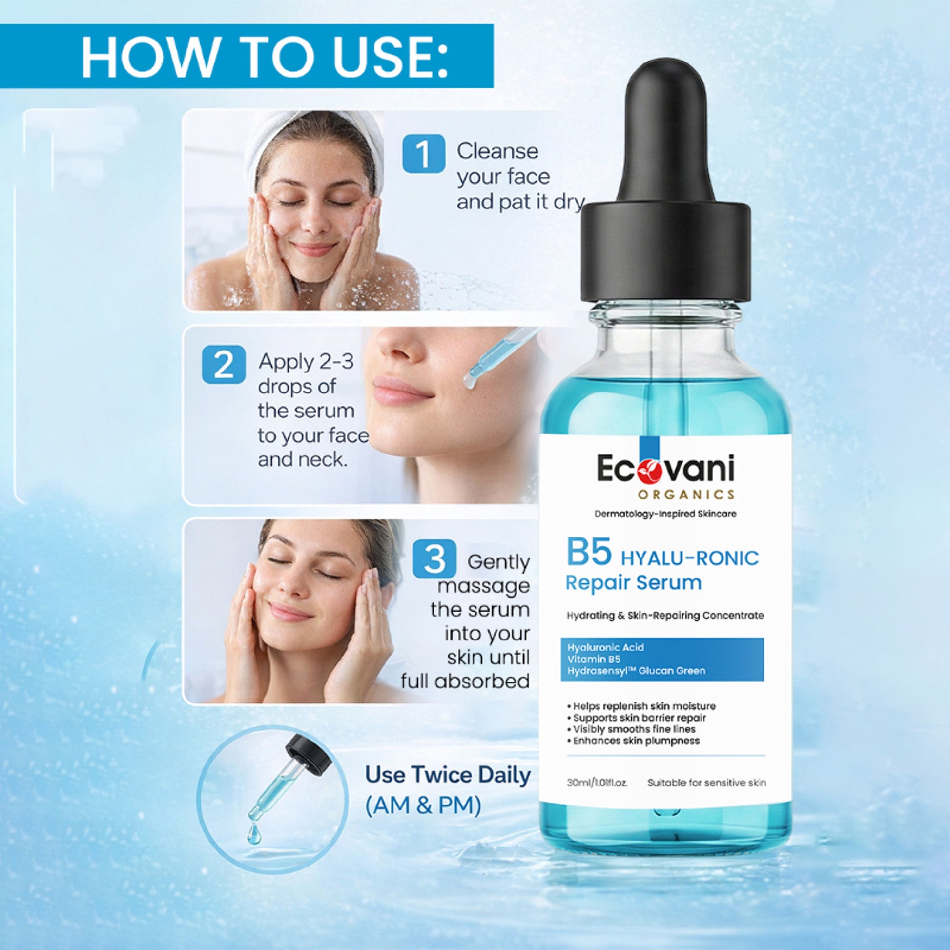 ECOVANI Hyaluronic Acid Face Serum With Vitamin B5