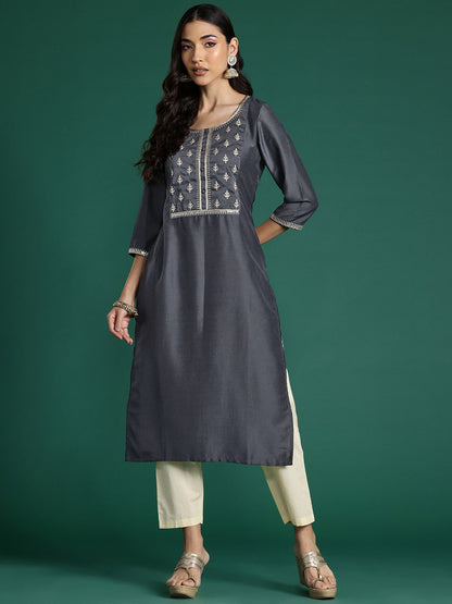 Dhiyona IE Ethnic Motifs Embroidered Zari Kurta