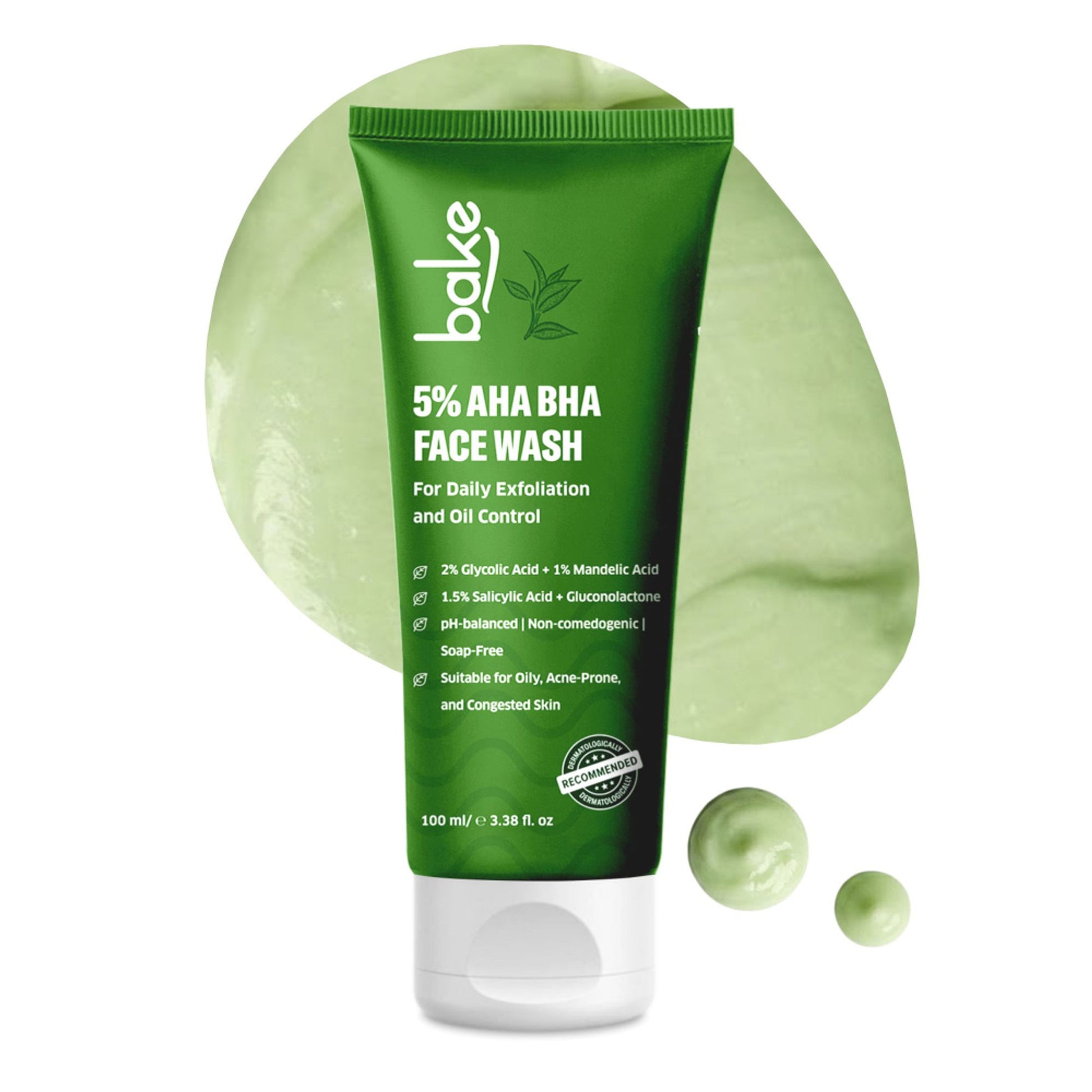 BAKE 5% AHA BHA Face Wash with Salicylic Acid, for Open Pores, Daily Exfoliation & Oil Control