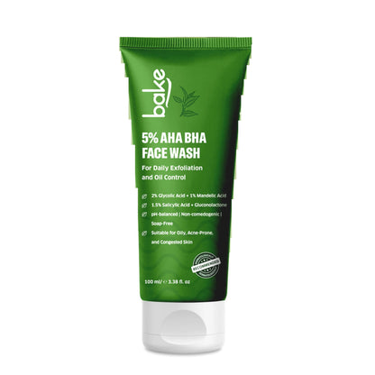BAKE 5% AHA BHA Face Wash with Salicylic Acid, for Open Pores, Daily Exfoliation & Oil Control