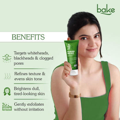 BAKE 5% AHA BHA Face Wash with Salicylic Acid, for Open Pores, Daily Exfoliation & Oil Control