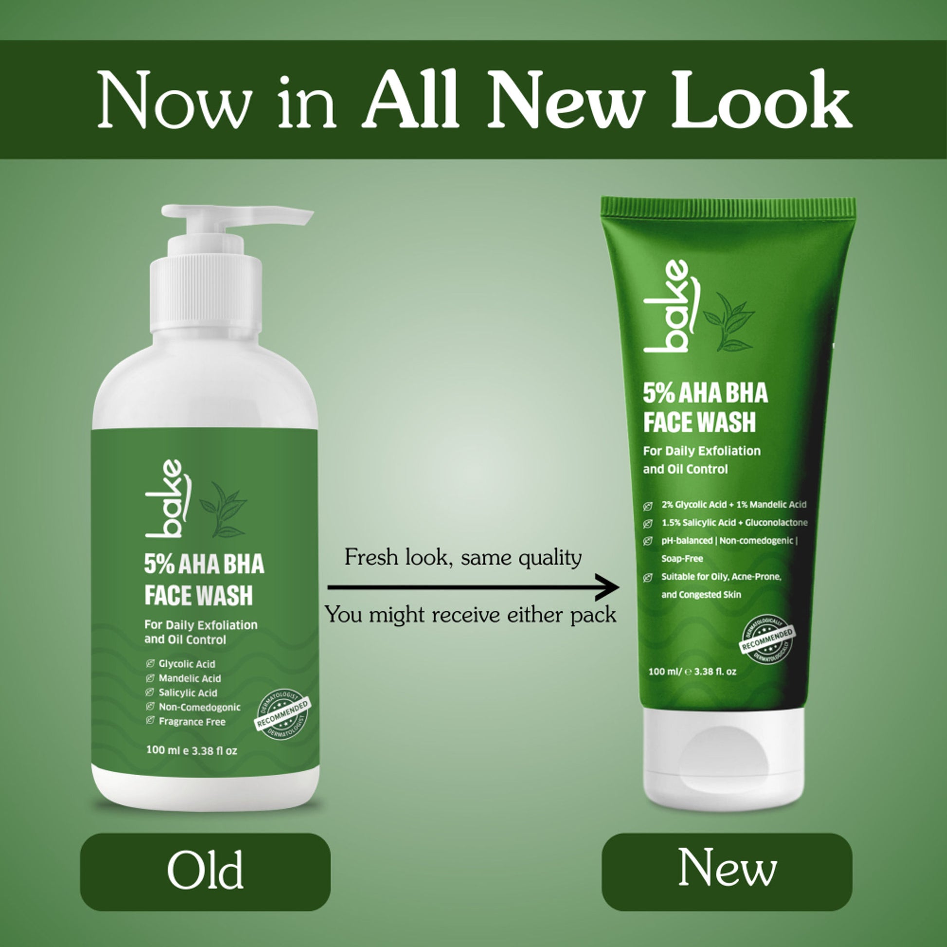 BAKE 5% AHA BHA Face Wash with Salicylic Acid, for Open Pores, Daily Exfoliation & Oil Control